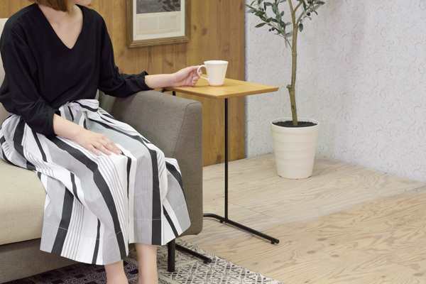 サイドテーブル 高さ60cm 木製 スチール ソファサイド サイド