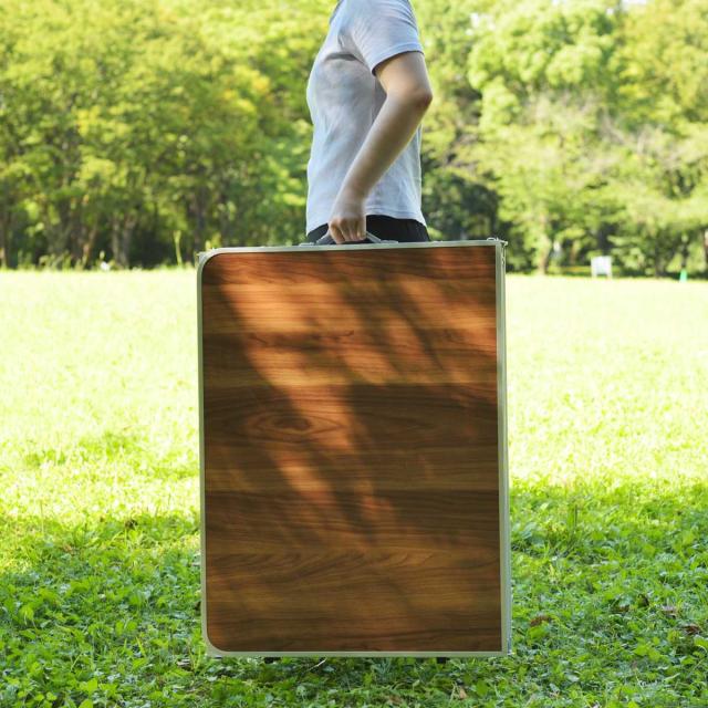 アウトドアテーブル 奥行80cm 高さ3段階調節 フォールディングテーブル