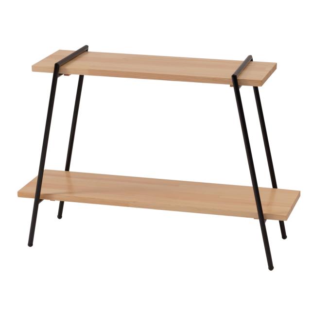 オープンラック 2段 天然木棚 アイアン脚 幅78cm （ オープン