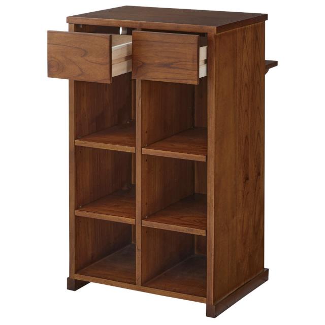 カウンター 天然木 背面収納 引出し付 幅60cm （ 間仕切り カウンター