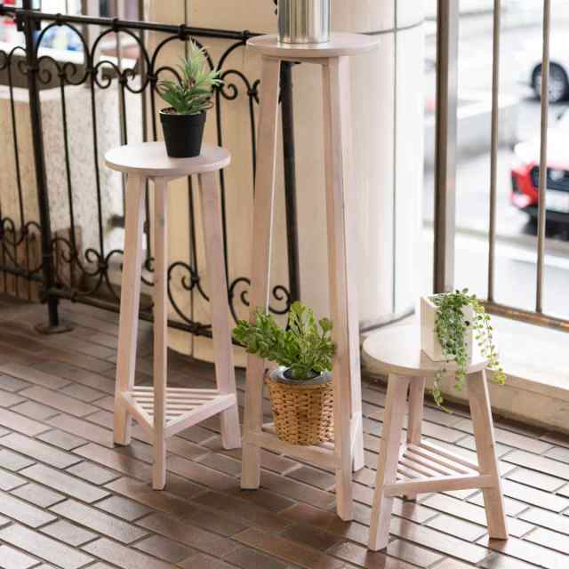 プランタースタンド プランターベース L 高さ90×直径25cm 木製 （ フラワースタンド 花台 飾り台 フラワー スタンド 花台スツール 木 丸 室内 植木鉢スタンド 台 縦長 置く 植物 観葉植物 花 園芸 インテリア ディスプレイ ） 鉢・プランター