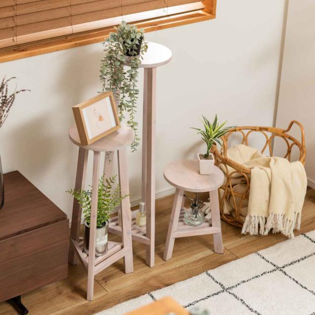 プランタースタンド プランターベース L 高さ90×直径25cm 木製 （ フラワースタンド 花台 飾り台 フラワー スタンド 花台スツール 木 丸 室内 植木鉢スタンド 台 縦長 置く 植物 観葉植物 花 園芸 インテリア ディスプレイ ） 鉢・プランター