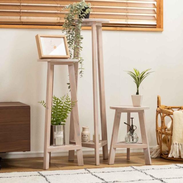プランタースタンド プランターベース L 高さ90×直径25cm 木製 （ フラワースタンド 花台 飾り台 フラワー スタンド 花台スツール 木 丸 室内 植木鉢スタンド 台 縦長 置く 植物 観葉植物 花 園芸 インテリア ディスプレイ ） 鉢・プランター
