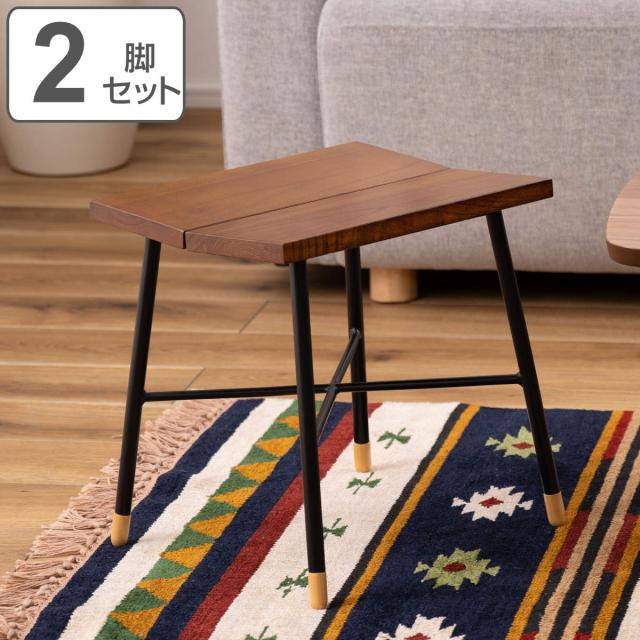スクエア椅子 スツール　ハンドメイド　座面高40cm　座面高45ｃｍ　２脚セット スツール 座面高45cm 木製 北欧 （ 椅子 いす イス チェア 四角
