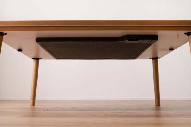 こたつ テーブル おしゃれ 長方形 お手入れ簡単 木製 （ 幅 105 cm センターテーブル リビングテーブル ローテーブル 大理石調 薄型 フラットヒーター ナチュラル 丸脚 高さ調節 継ぎ脚 ）_6
