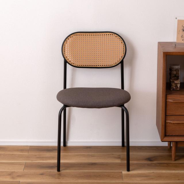 ダイニングチェア ラタン調 オーバル 座面高44.5cm 完成品 （ 椅子