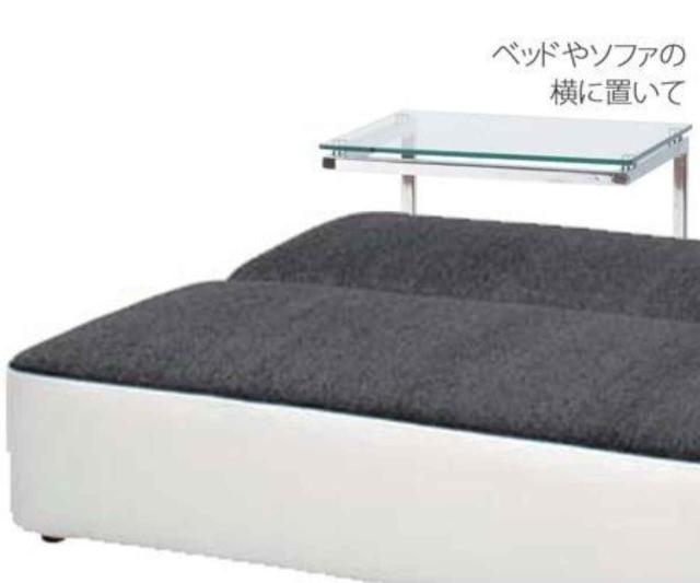 サイドテーブル スタイリッシュ 高さ54.5cm （ ガラス ベッドテーブル ナイトテーブル ソファ サイド テーブル シンプル スチール脚 リビング 寝室 ）_3