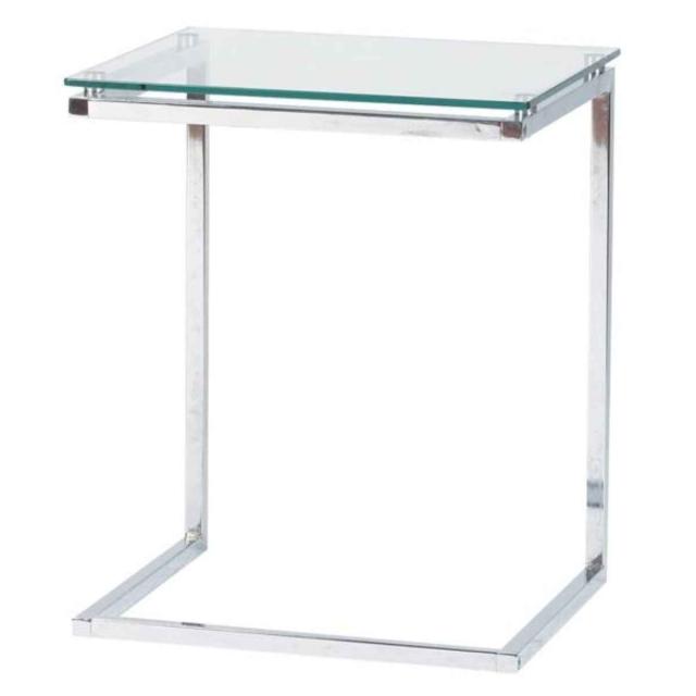 サイドテーブル スタイリッシュ 高さ54.5cm （ ガラス ベッドテーブル ナイトテーブル ソファ サイド テーブル シンプル スチール脚 リビング 寝室 ）_4