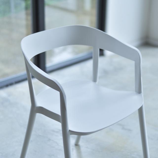 チェア 座面高46cm 積み重ね スタッキング ひじ掛け アームチェア 椅子 イス プラスチック PP素材 （ デザインチェア おしゃれ 屋外 軽量 北欧 モダン スタイリッシュ グレー ホワイト ）_6