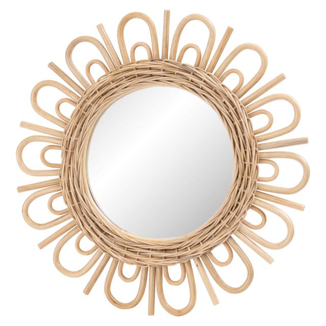 ラタン  ウィッカー　ウォールミラー　ピンク RattanFlowertypeMirror_008_120