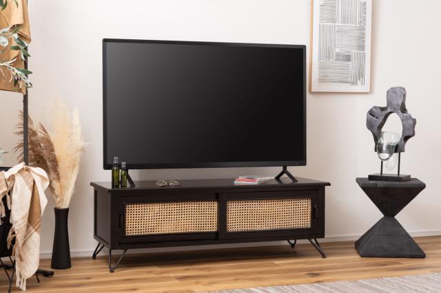 TVボード エスニック調 ラタン張り 幅120cm （ TV台 収納 家具 天然木