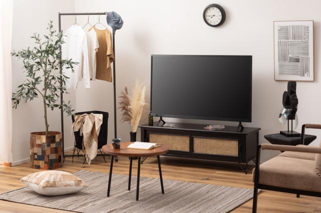 TVボード エスニック調 ラタン張り 幅120cm （ TV台 収納 家具 天然木 ラタン 籐 テレビラック テレビ テレビ台 リビング収納 ブラック アジアン家具 木製 ）_14