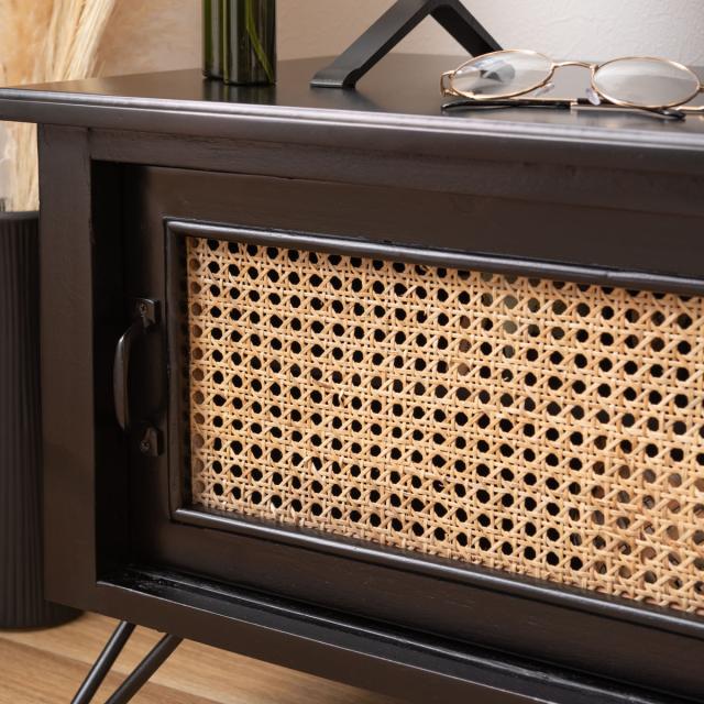 TVボード エスニック調 ラタン張り 幅120cm （ TV台 収納 家具 天然木