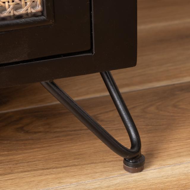 TVボード エスニック調 ラタン張り 幅120cm （ TV台 収納 家具 天然木 ラタン 籐 テレビラック テレビ テレビ台 リビング収納 ブラック アジアン家具 木製 ）_8