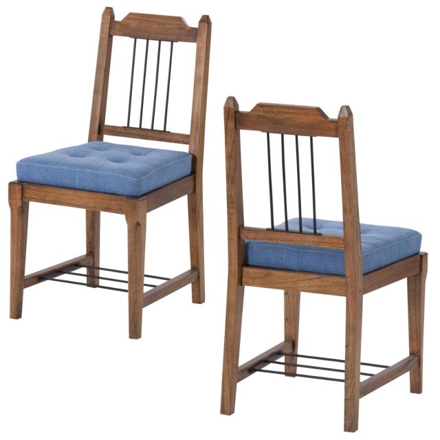 ダイニングチェア 座面高46cm Timber （ 食卓 椅子 いす イス 食卓椅子 天然木 木製 ビンテージ調 レトロ デニム アイアン 異素材 ）