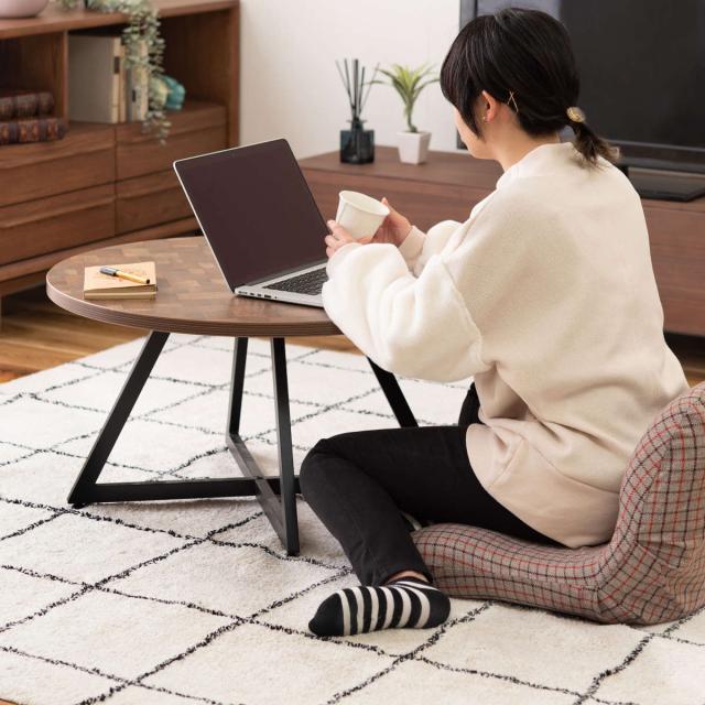 センターテーブル 円型 直径75cm Lサイズ ラウンドテーブルL （ リビングテーブル ローテーブル テーブル 丸 丸テーブル 円形 木目調 スチール脚 ）_7
