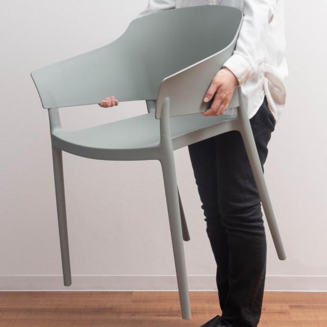 アームチェア 同色4脚セット 座面高46cm スタッキング （ プラスチック ポリプロピレン 軽量 スタイリッシュ シンプル スタッキングチェア サブチェア マルチチェア ）_4