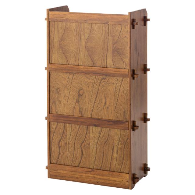 本棚 コンパクト 幅56cm 3段 天然木 簡単組立 （ ラック 工具不要 木製 背面化粧 簡単 シェルフ 飾り棚 花台 収納 ミンディ 省スペース ブラウン ホワイト ）の通販は