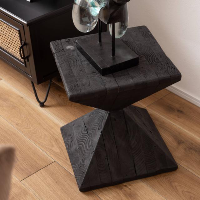 サイドテーブル 高さ40cm 天然木 古材 （ 木製 ナイトテーブル リビング 玄関 インテリア 北欧風 ヴィンテージ調 ミニテーブル ソファ ベッド 横 テーブル ）の通販は