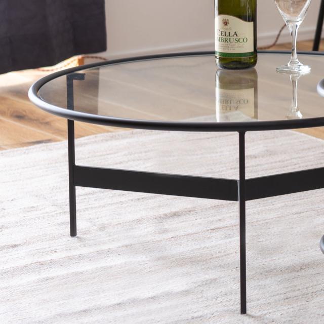 ガラストップ リビングテーブル Riner(ライナー) | 家具・インテリア通販 【公式】エアリゾーム ローテーブル センターテーブル 約幅60cm L ブラック アイアン 8mm強化ガラス ラウンド ガラステーブル リビング 完成品
