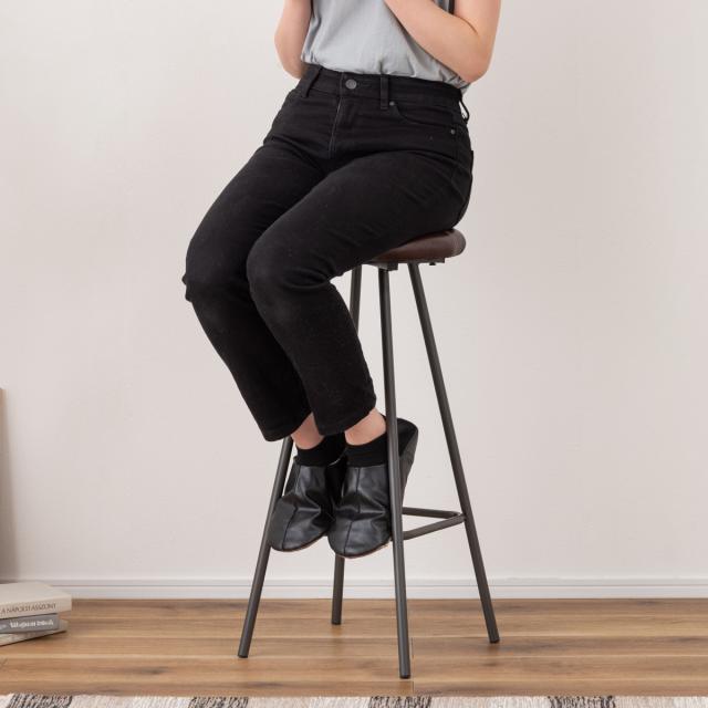 スツール 高さ65cm ハイタイプ 座面丸型 レザー （ ハイスツール カウンターチェア ハイチェア バーチェア キッチン コンパクト 丸 円形 スチール ）の通販は