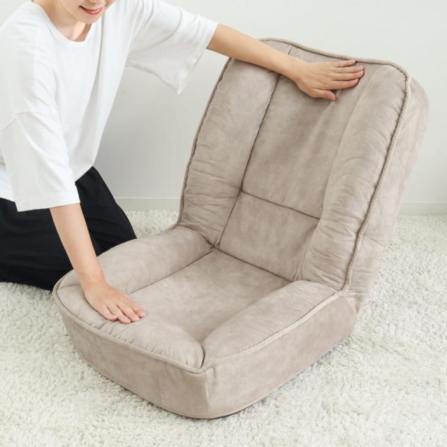座椅子 1人用 幅54cm リクライニング式 フロアチェア ペット対応生地 （ 耐摩耗 防水加工 ペット チェア ペットソファ もちもち ふんわり ベロア調 くすみカラー おしゃれ ）