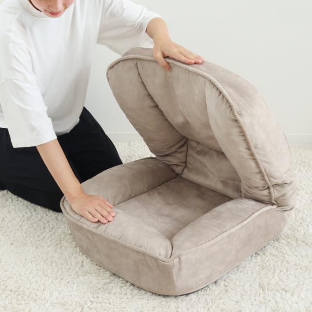 座椅子 1人用 幅54cm リクライニング式 フロアチェア ペット対応生地 （ 耐摩耗 防水加工 ペット チェア ペットソファ もちもち ふんわり ベロア調 くすみカラー おしゃれ ）
