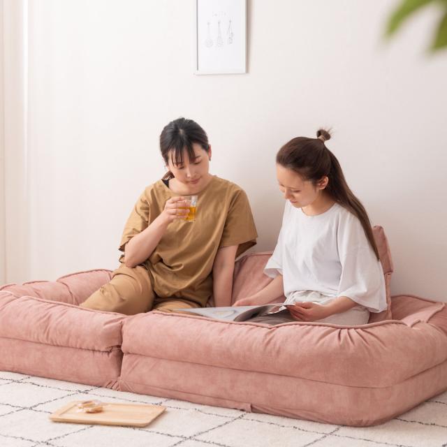 座椅子 1人用 大判サイズ 幅85cm ソファベッド リクライニング式 ペット対応生地 （ ソファ ローソファ 耐摩耗 防水加工 ペット チェア ペットソファ もちもち ふんわり クッション ベロア調 くすみカラー おしゃれ ）_7