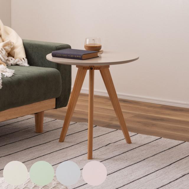 サイドテーブル 円型 直径50cm 高さ50cm くすみカラー ラウンドサイドテーブル （ 丸 ラウンド テーブル ナイトテーブル ミニテーブル ソファ ベッド 横 北欧 ナチュラル 韓国 モダン インテリア 大人 可愛い おしゃれ ）の通販は 8,480円