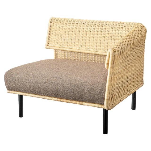 ソファ 1人掛け 幅88cm ワイド 左肘掛け アジアンテイスト ラタン