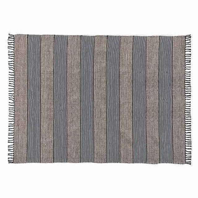 ラグ カーペット コットン100% 170×230cm （ ラグマット 絨毯 マット 折りたためる 収納 コンパクト 床暖 ホットカーペット 対応 収納袋付き オリジナルバッグ付き フリンジ ストライプ 綿 100％ ）_10