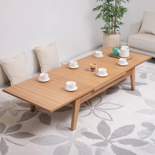 センターテーブル 伸縮式 幅120〜180cm 木目調 （ 伸長 3段階 120 150 180