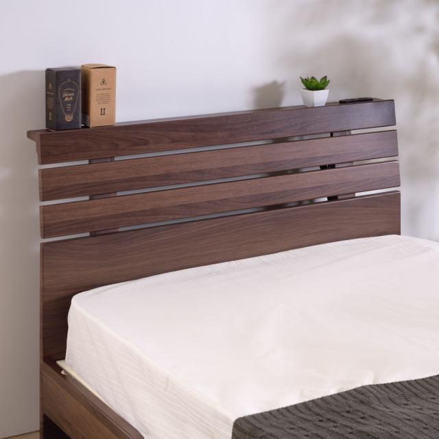 ベッド シングル 木製 すのこ コンセント付き ヘッドボード ベッド下 収納 ベット （ シングルベッド ベッドフレーム すのこベッド 床板 木製ベッド コンセント 2口 通気性 飾り棚 スノコ フレームのみ ）の通販は