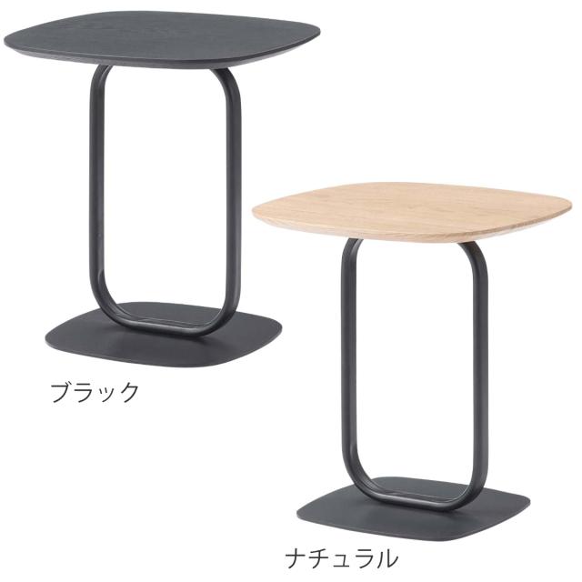 サイドテーブル 高さ45cm スチール脚 （ スチール 木目調 ナイトテーブル ミニテーブル ソファ ベッド 横 異素材 スタイリッシュ モダン シンプル ブラック ナチュラル ）_3