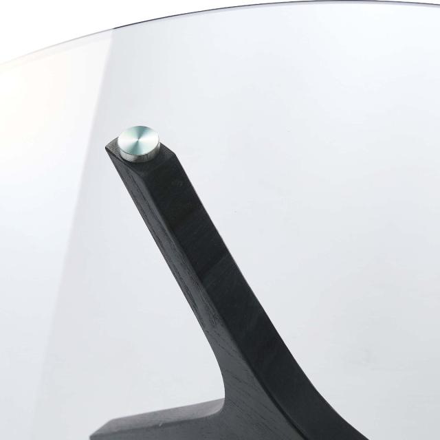 リビングテーブル型 直径80cm ガラステーブル （ ガラス天板 木製脚 丸 テーブル ラウンドテーブル ローテーブル センターテーブル 天然木 シンプル モダン ナチュラル 北欧 スタイリッシュ ）