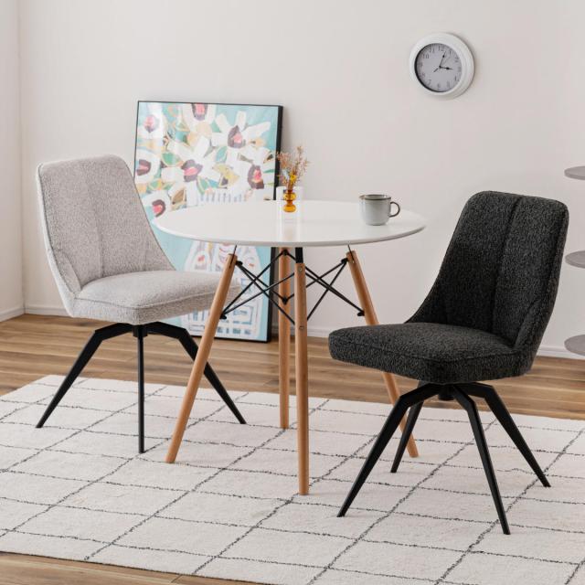 ダイニングチェア　回転式チェア　アームチェア　椅子　リビングチェア　Sn ダイニングチェア 回転式 座面高49cm ファブリック生地 （ デスク