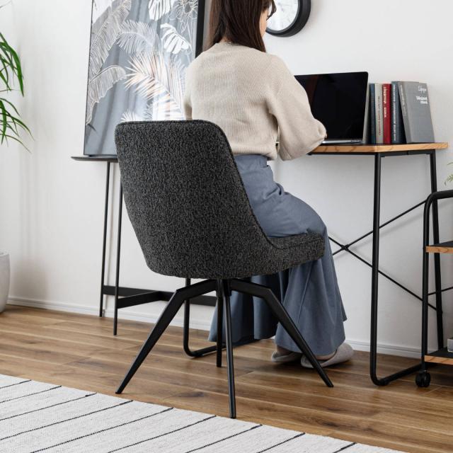 ダイニングチェア 回転式 座面高49cm ファブリック生地 （ デスク