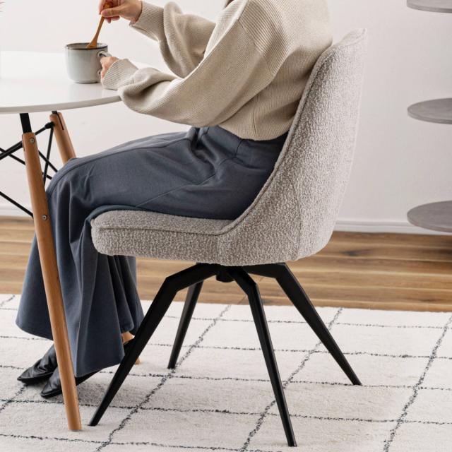 ダイニングチェア 回転式 座面高49cm ファブリック生地 （ デスク