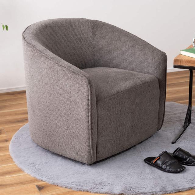 ラウンジソファ 座面高43cm 回転 リビングチェア 完成品 （ 1人掛け