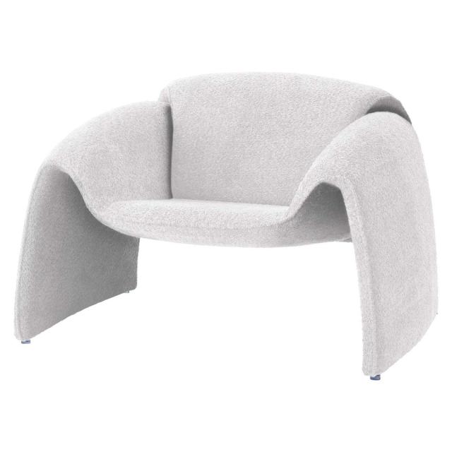 ブークレ生地ホワイト椅子 一人用 背もたれクッション付き Amazon.co