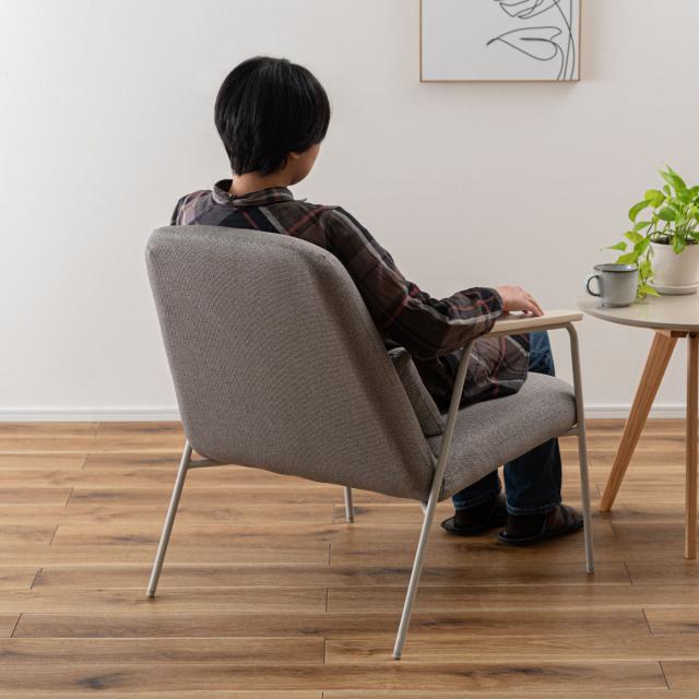 リビングチェア 座面高43cm スチール脚 ラウンジチェア （ 1人掛け チェア 椅子 肘付き 肘掛 リビング モダン スタイリッシュ ホテルライク ）_12