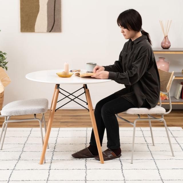 ダイニングチェア 座面高47cm スチール脚 （ 食卓 椅子 チェア デスクチェア リビング ダイニング 曲木 ファブリック 天然木 カフェ風 韓国風 ナチュラル ）_11