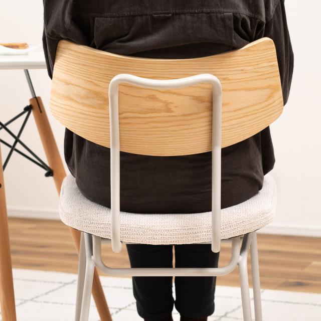 ダイニングチェア 座面高47cm スチール脚 （ 食卓 椅子 チェア デスクチェア リビング ダイニング 曲木 ファブリック 天然木 カフェ風 韓国風 ナチュラル ）_8