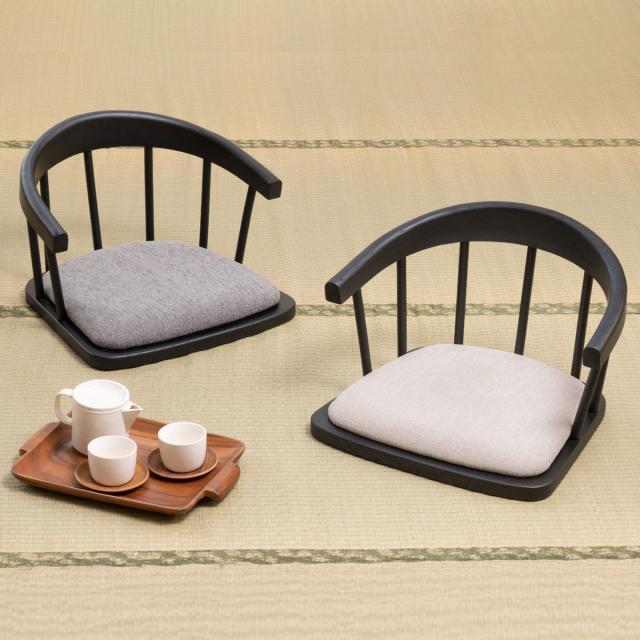座椅子 背もたれ付 フロアチェア （ クッション付き モダン 洋風 天然木 木製 座いす 座イス チェア リビング アンティーク調 レトロ調 和室 ホワイト グレー ）