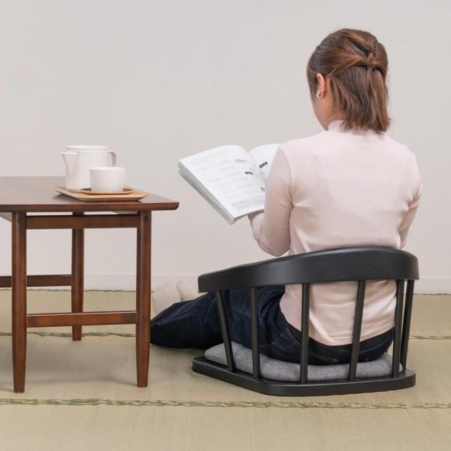 座椅子 背もたれ付 フロアチェア （ クッション付き モダン 洋風 天然木 木製 座いす 座イス チェア リビング アンティーク調 レトロ調 和室 ホワイト グレー ）_11