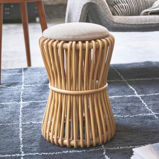 ナチュラル 美品 籐ラタン製 ラウンドスツール ハギハラ hagihara 萩原