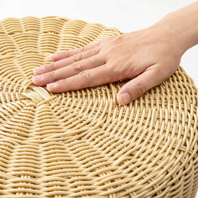 切り株風 スツール 座面高46cm ラタン調 （ 人工ラタン イス 丸椅子 籐椅子 腰掛け 籐 軽量 コンパクト 来客用 玄関 ナイトテーブル サイドテーブル ゆったり 背もたれなし 完成品 ）_8