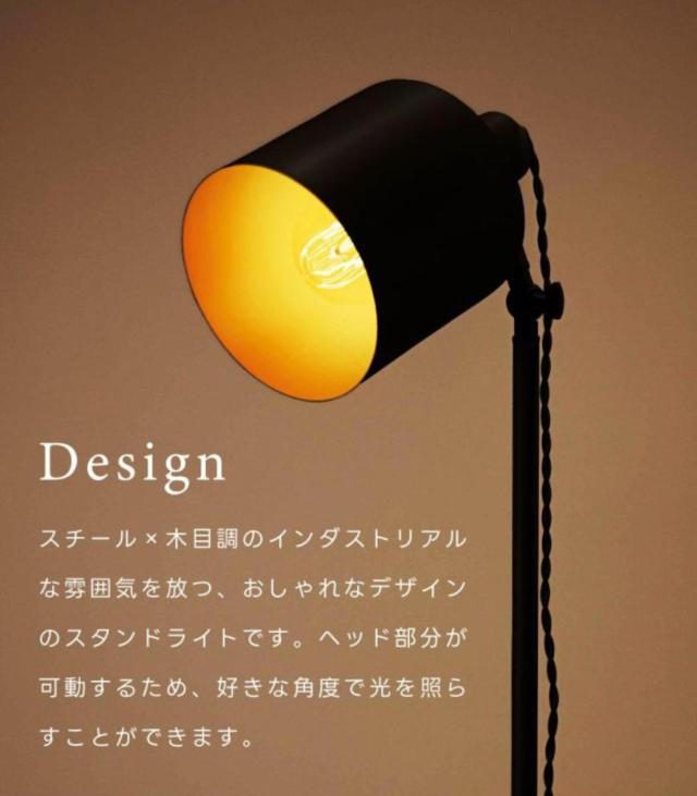 スタンドライト LED対応 MIZAR 電球付き フロアライト （ 角度調節 LED フロア スタンド 大型 ライト フロアランプ 照明 スチール 異素材 レトロ調 北欧 モダン ヴィンテージ調 おしゃれ ）_4