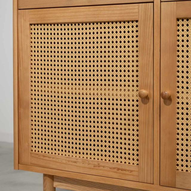 form キャビネット 幅100cm ガモット ラタン調 （ 棚 ラック 食器棚 収納 人工ラタン 引き出し フォーム 可動棚 天然木 リビングボード かごめ編 お掃除ロボット対応 ）_7