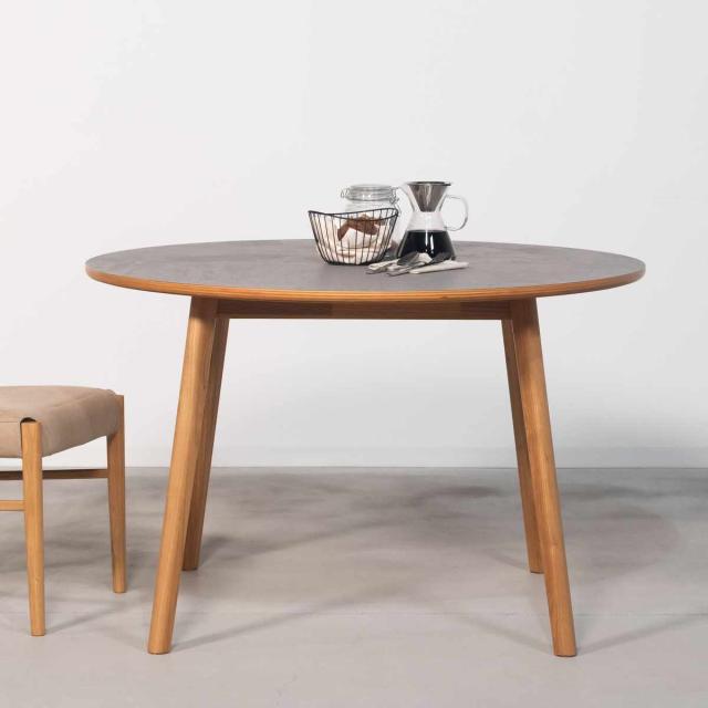 form ダイニングテーブル型 直径114cm アーティーク （ テーブル 食卓テーブル 丸 机 木製 天然木 丸テーブル 石目調 ダイニング 食卓 リビングテーブル 作業台 木製テーブル ウッドテーブル コンパクト卓 ）_4